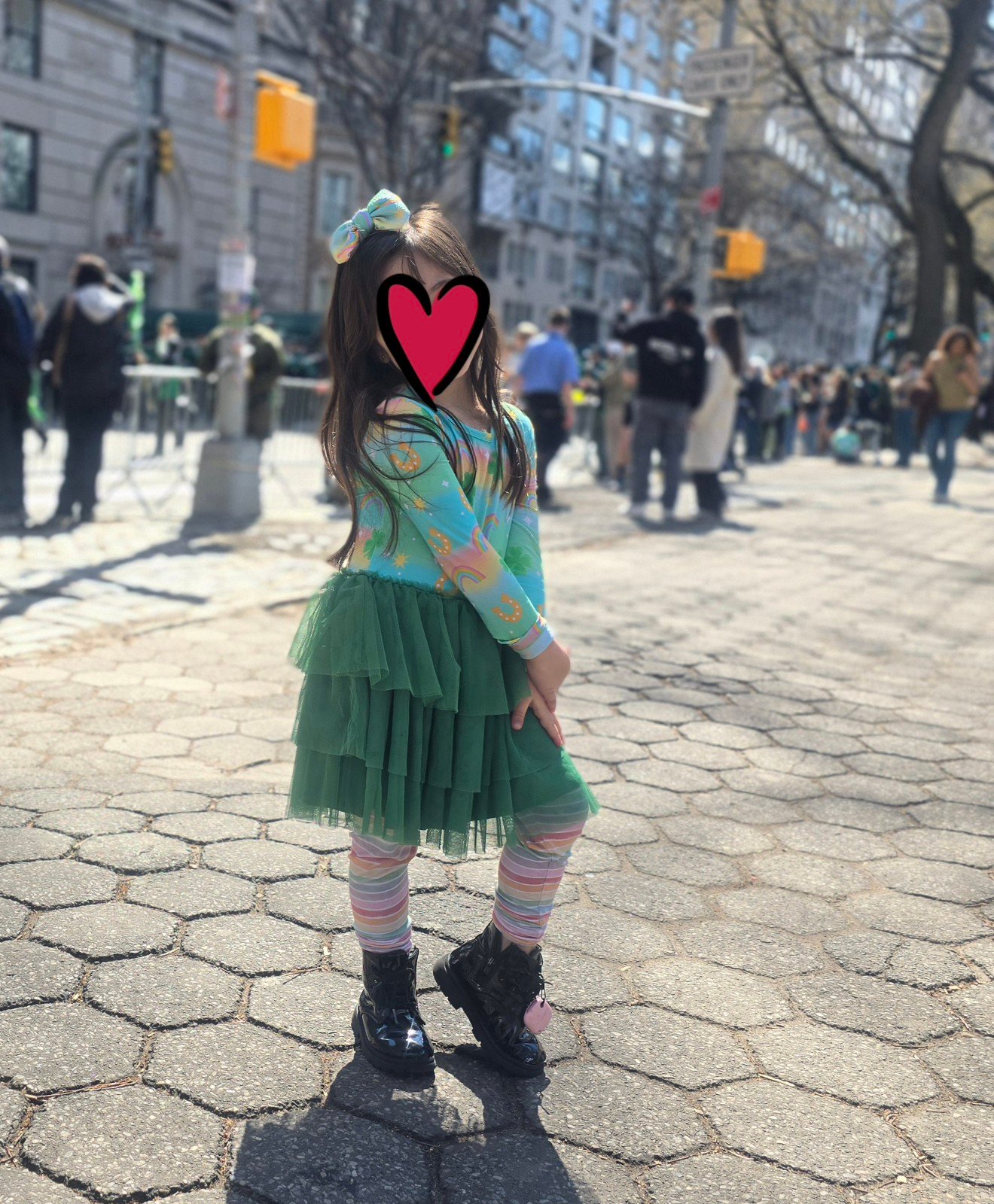 Bundle-5/6- Clover the Rainbow Tulle Dress , leggings, and alligator clip