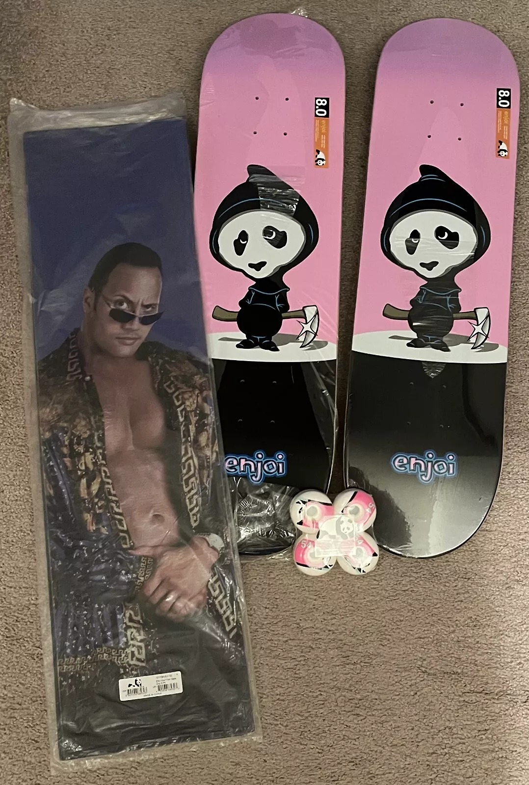 LOT: 2 ENJOI Skateboards Creeper 8.0 Skateboard Decks w/extras wheels griptape