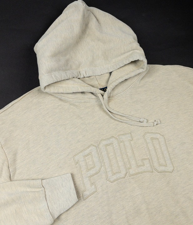 Polo Ralph Lauren Logo Hoodie Men's XL The Big Fit Beige Over-Dyed Fleece