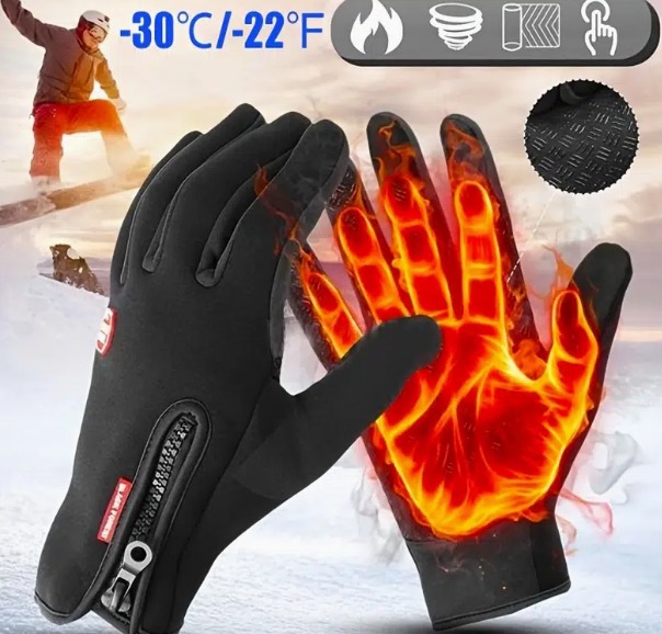 1pair Waterproof Windproof Warm Gloves, Touch Screen Thermal Gloves For Riding C