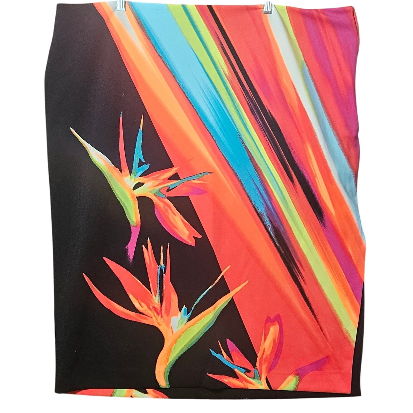 Bright Multi Color Knee Length Pencil Skirt Size 24W