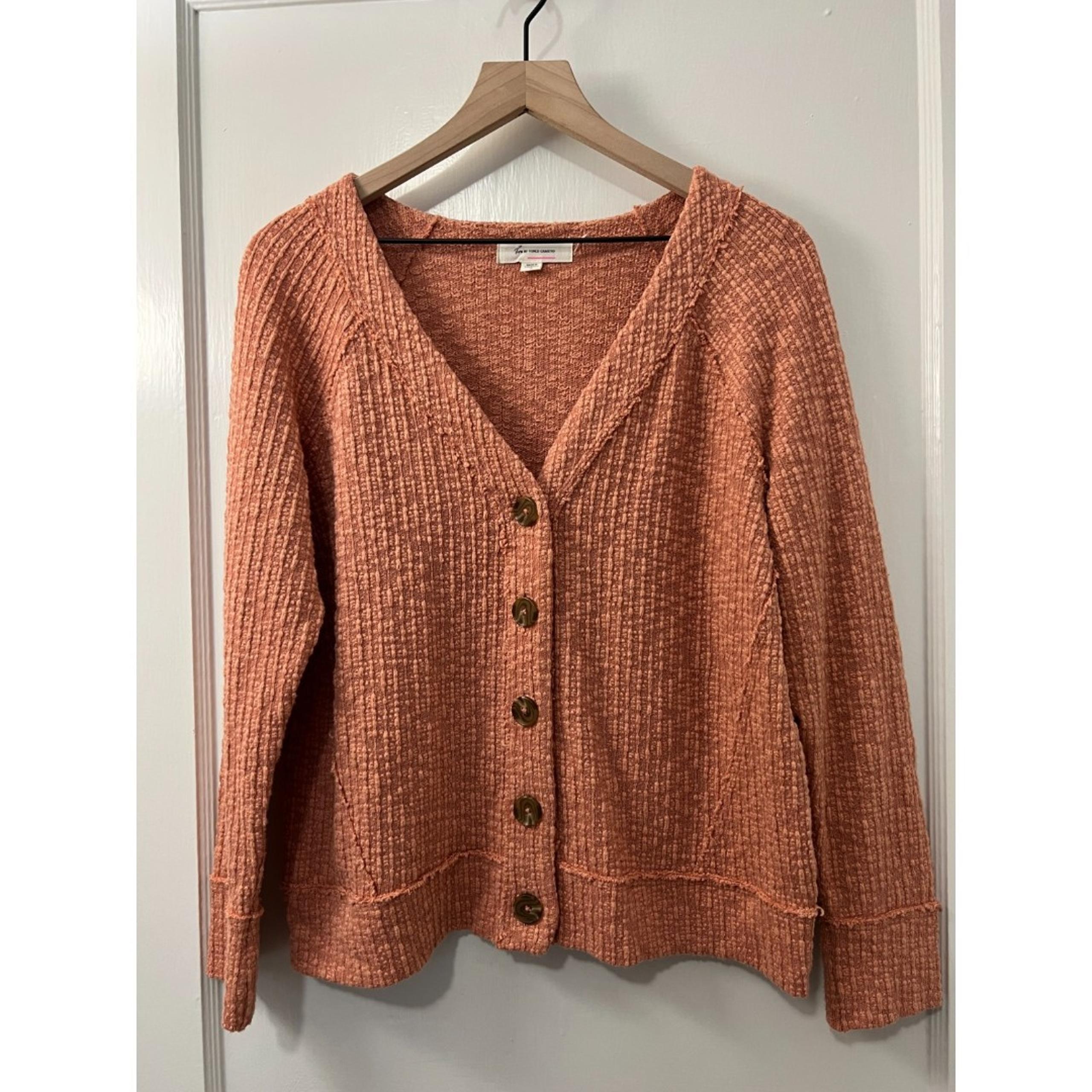 Two by Vince Camuto Women's Peach Textured Button Cardigan Top Size M