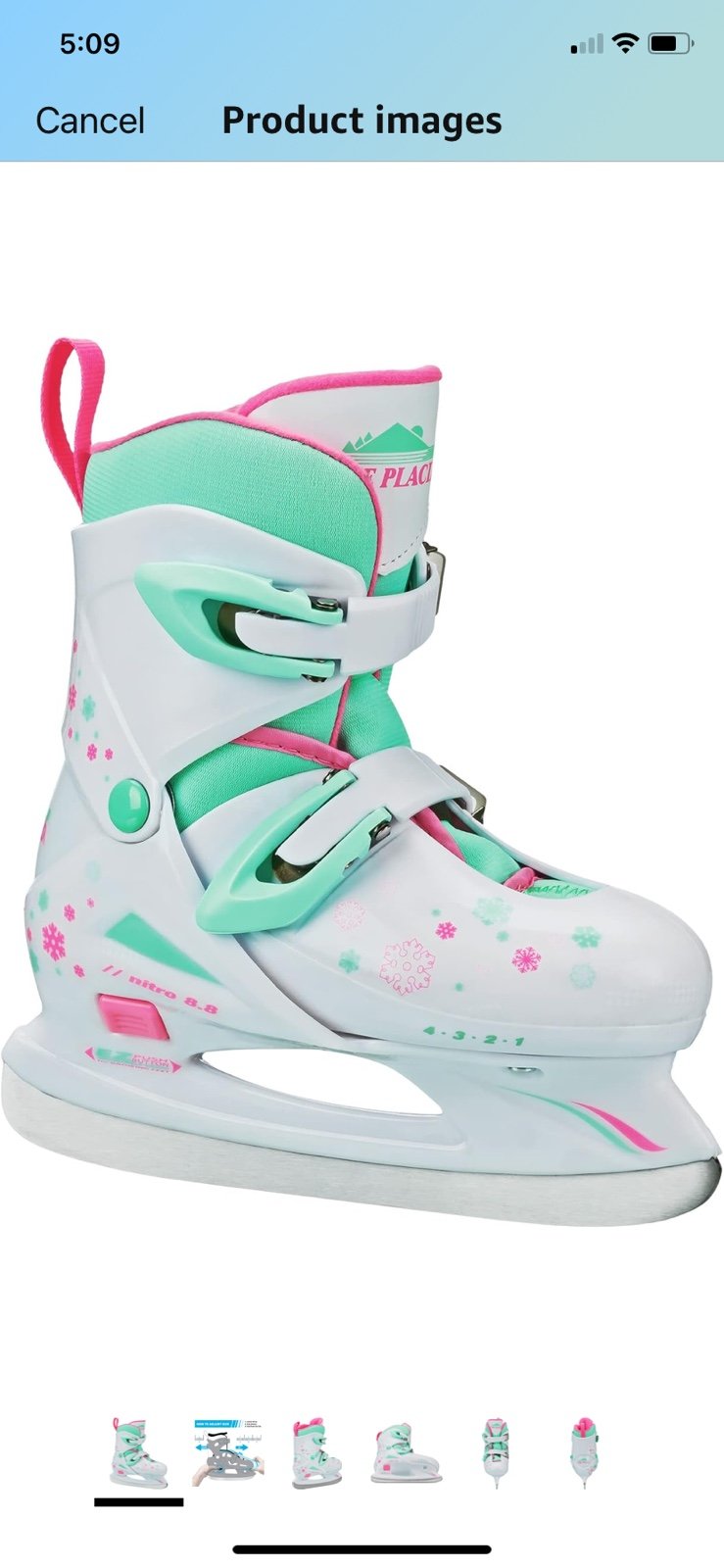 New Lake Placid Girls Nitro 8.8 Adjustable Ice Skates Size Medium USA 1-4 Adjust