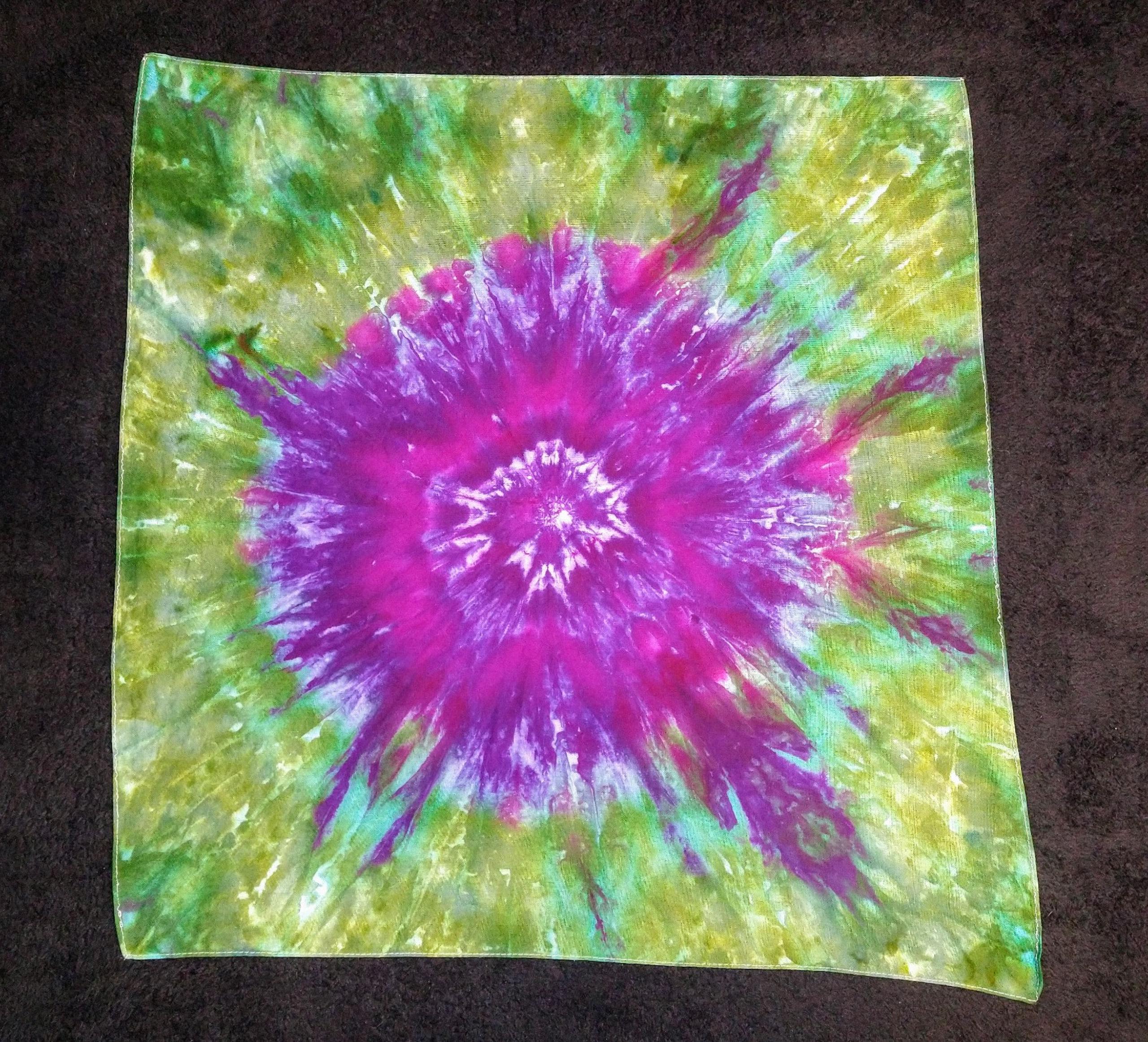 Purple And Green Ice Dye Tie Dye Bandana