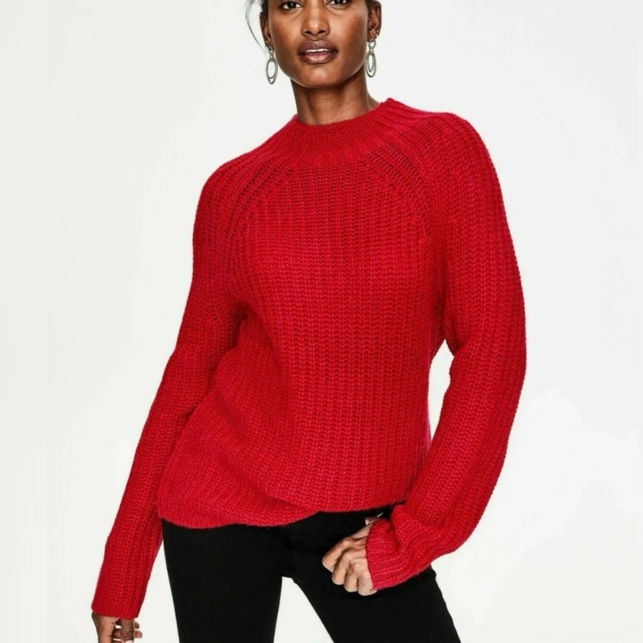 Boden Isabella Shaker Stitch Sweater In Red Wool Alpaca Blend size M S1