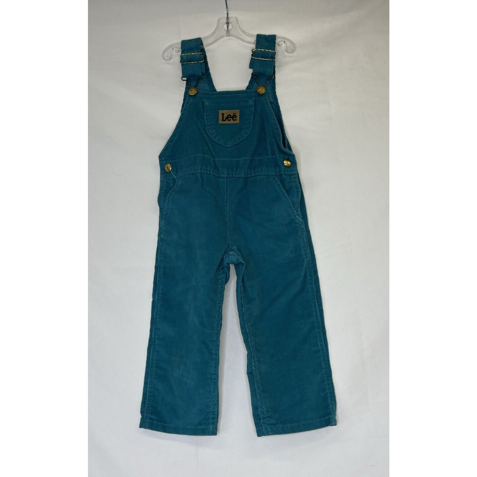 Vintage 90s Toddler Lee Teal Corduroy Overalls Bib Made In USA 2T Bnfts Charity