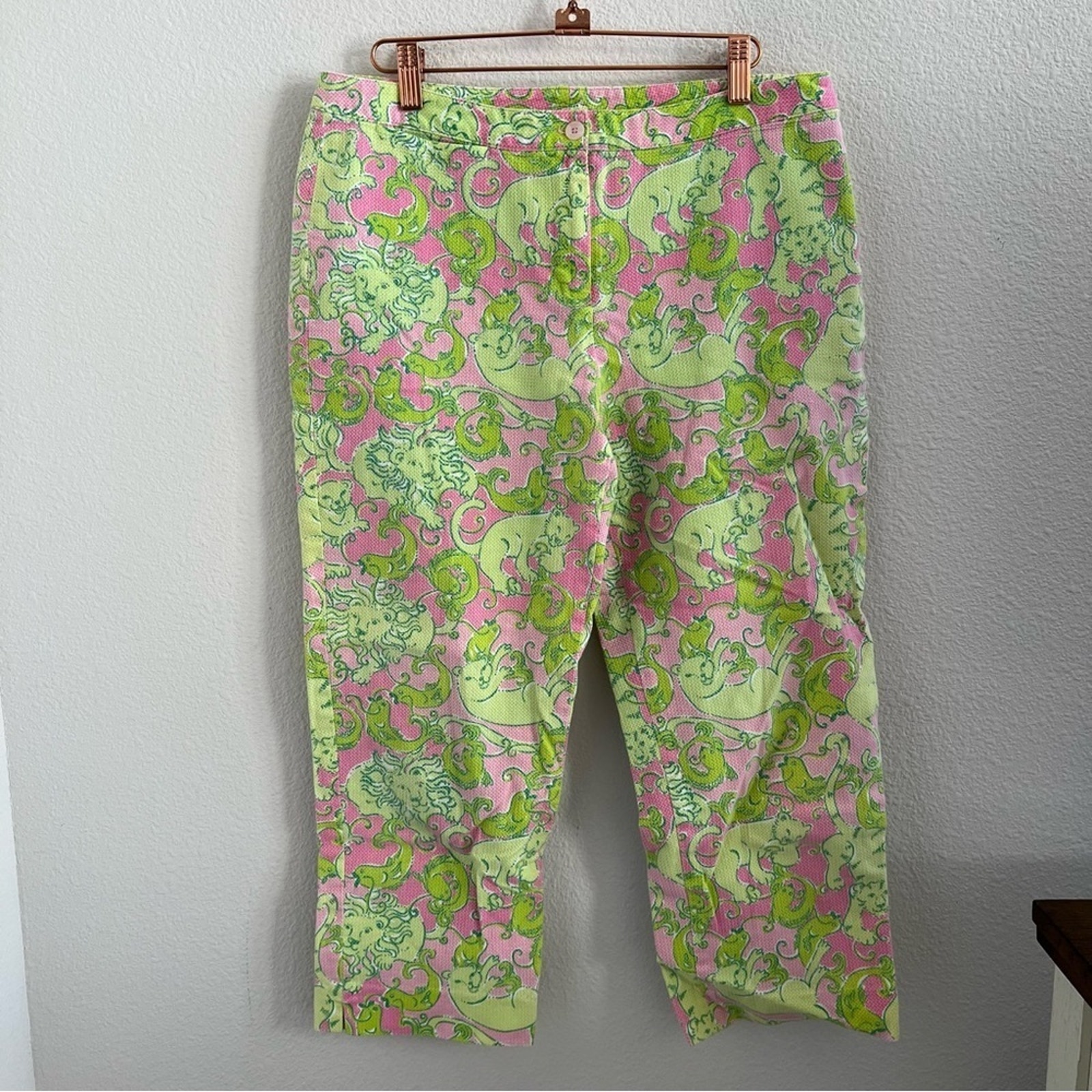 Vintage Lily Pulitzer Pastel Floral Tiger Pants 10