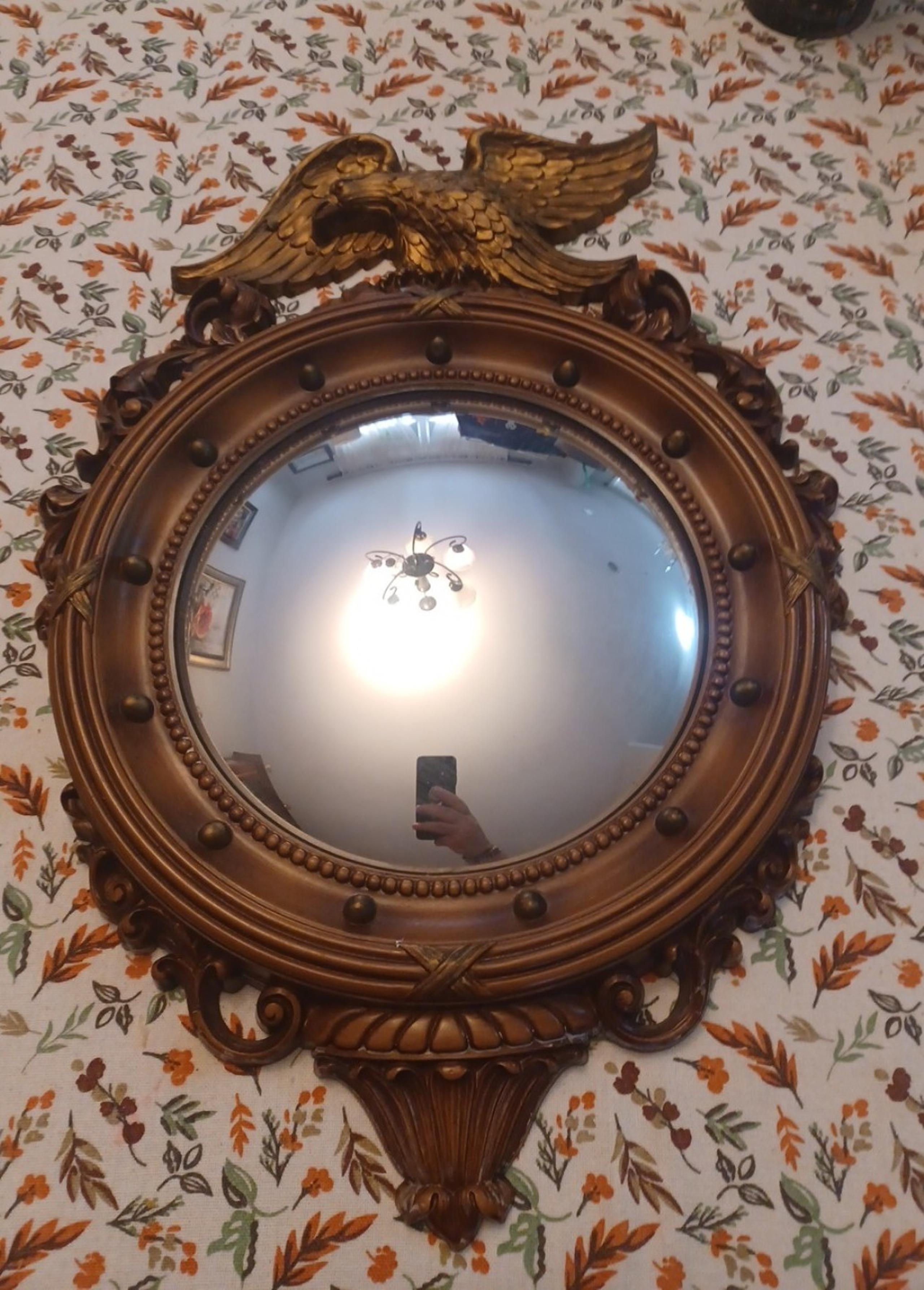 SYROCO Eagle Bullseye Mirror 4007 Federal Convex Bubble Americana MCM