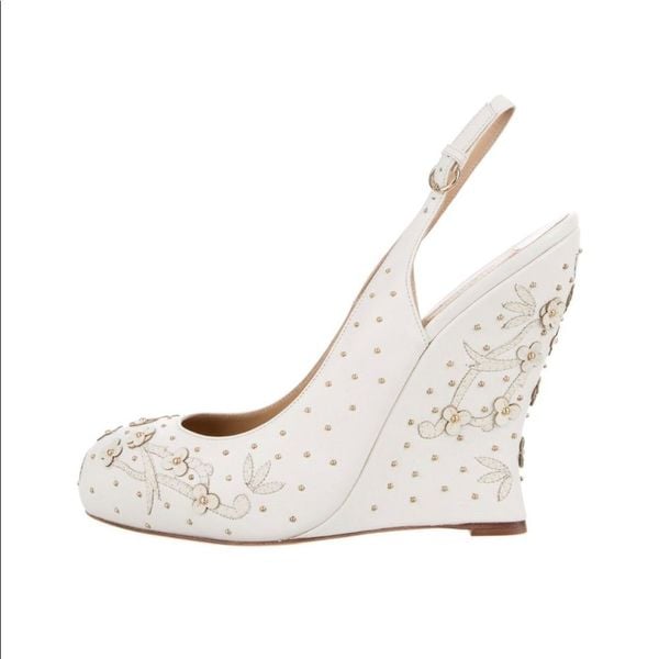 BRAND NEW Valentino Floral Appliqué Leather Wedge