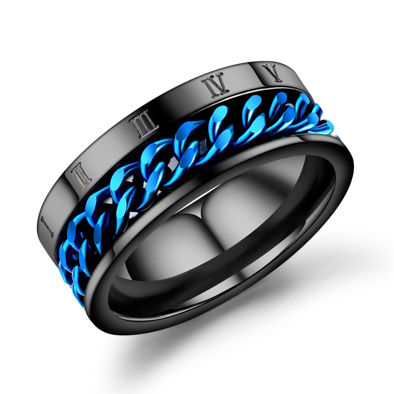 Stainless steel rotating chain Roman digital ring