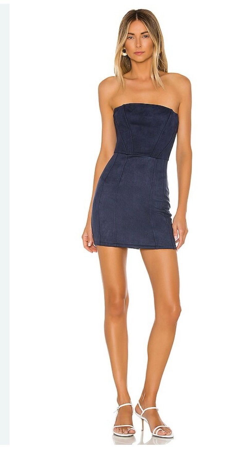 Superdown -Candice Bustier Mini Dress Navy Blue Corset Bodycon Sz XS Revolve