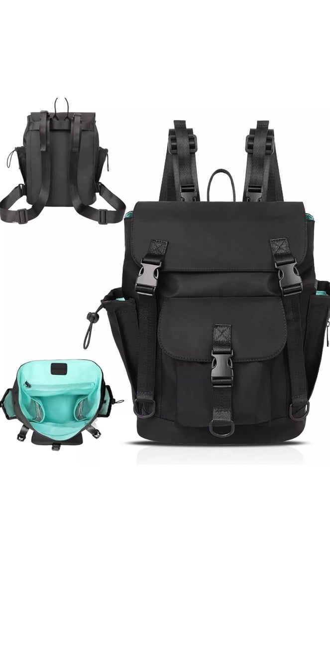 MOMINSIDE Neoprene Diaper Bag Backpack - Small Backpack, Black