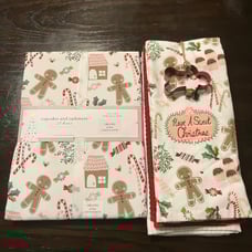 Gingerbread Oblong Tablecloth & Kitchen Towel Set