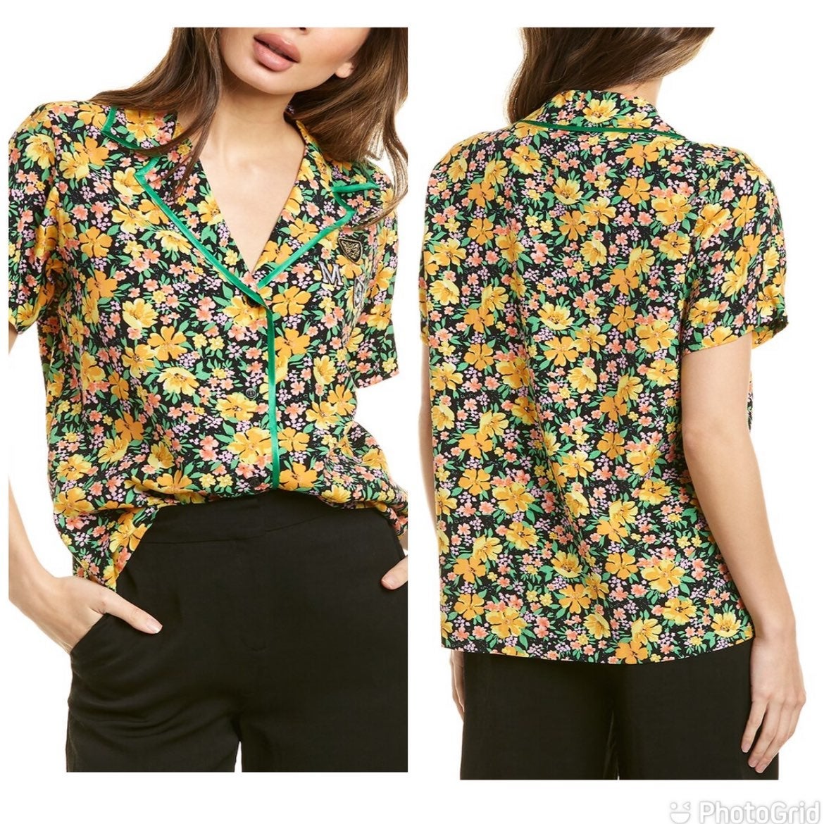 Maje Cikael Piped Floral-Motif Shirt New with Tags! NWT! Size Medium
