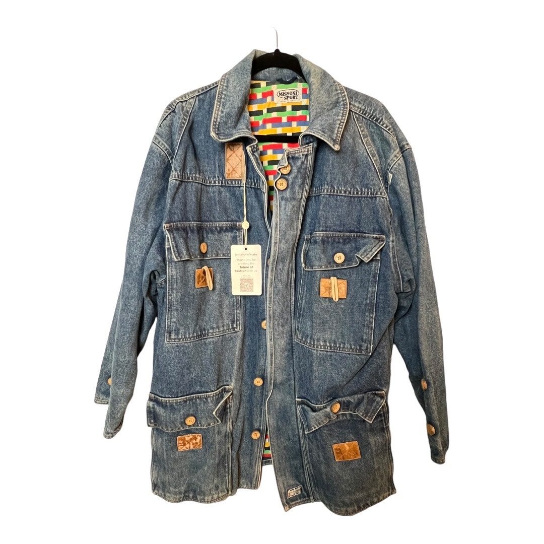 Missoni Sport Vintage Jean Jacket Retro 80s 90s Utility Streetwear Oversized