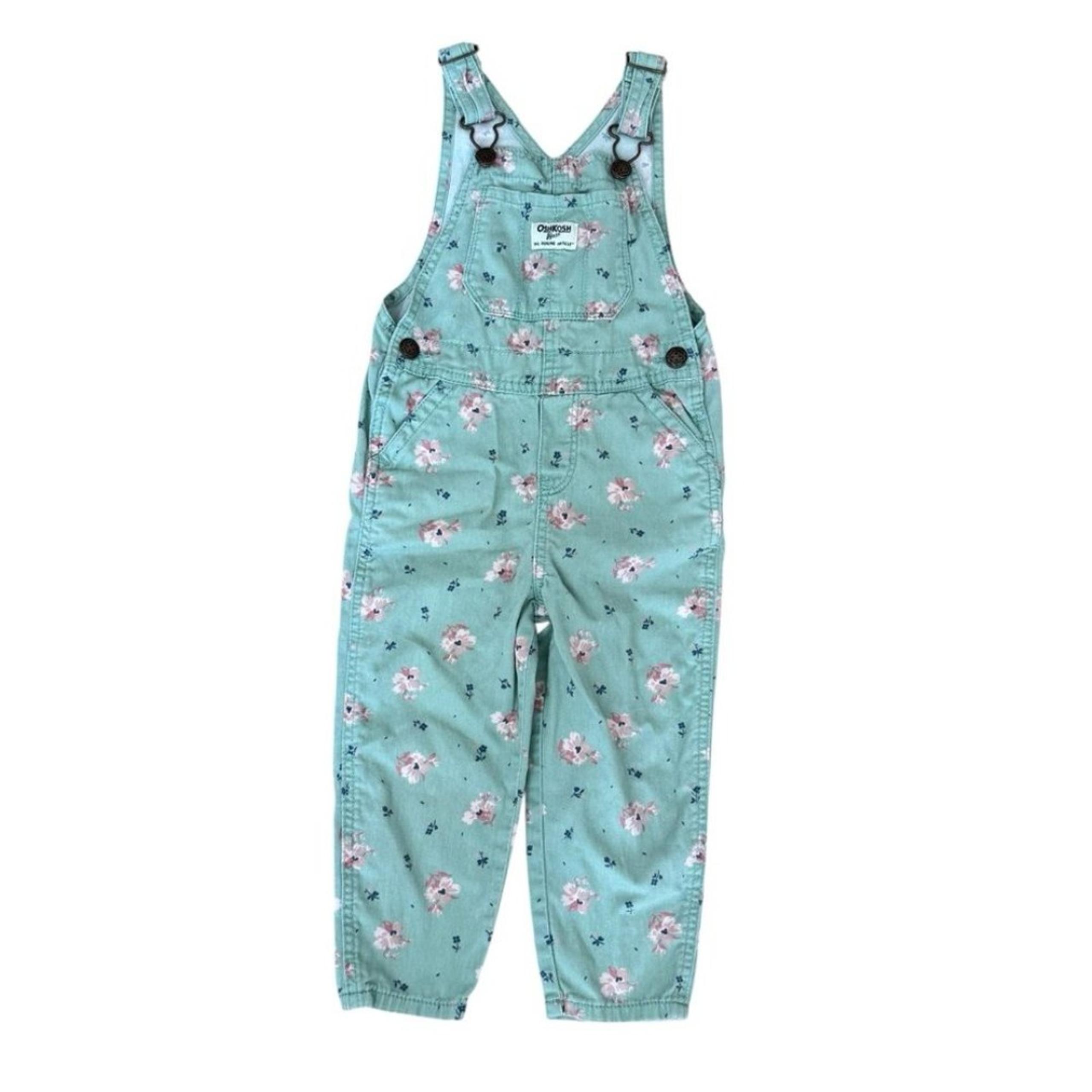 Oshkosh Floral Green Girls Overall Cotton Size 3T
