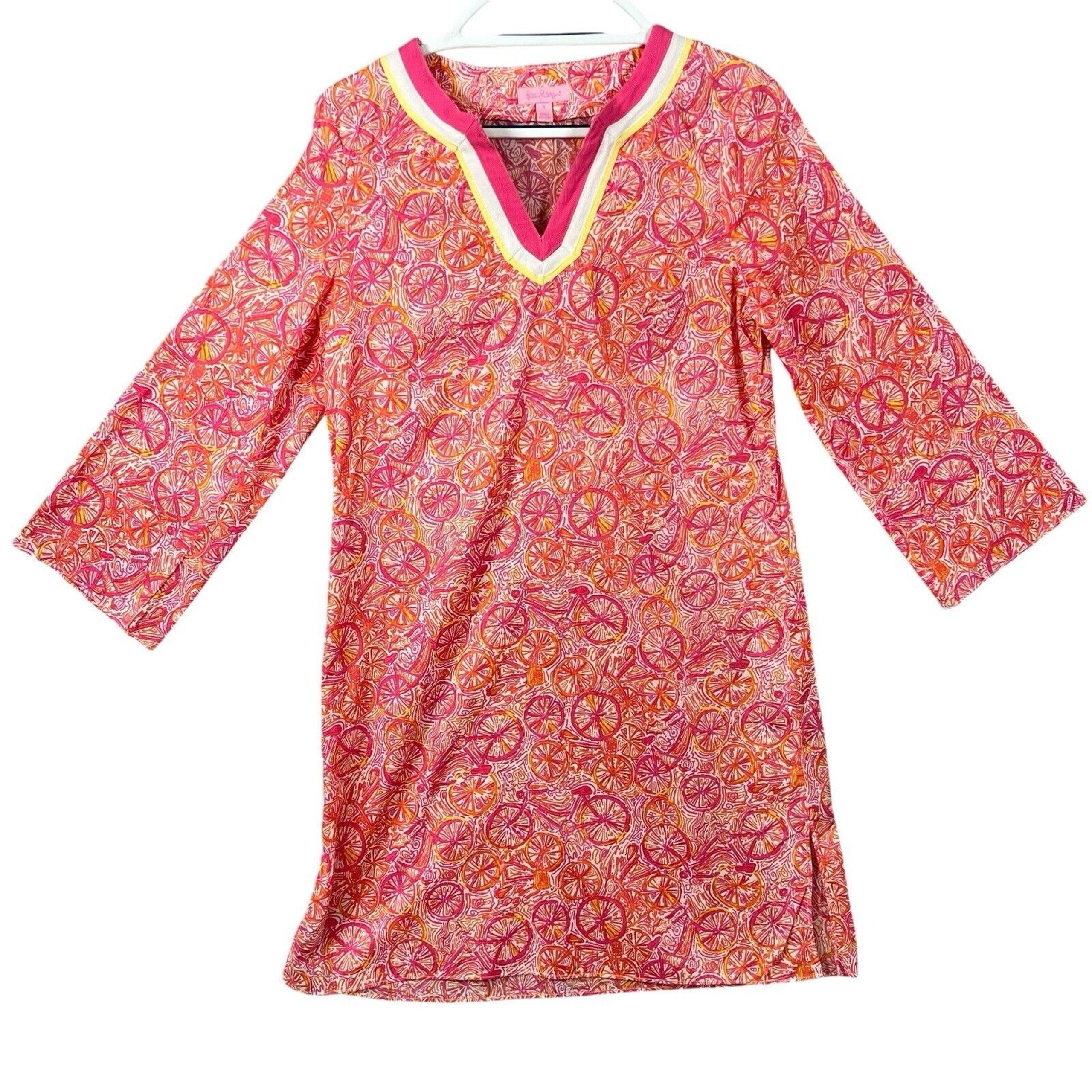 Lilly Pulitzer Cover Up Kaftan Tunic Women's Small Pink Beach tropical vacation