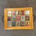 PLAYBOY VINTAGE PIN-UP METALLIC CARD HANDMADE SERVING TRAY WOOD PLATTER, AMAZING