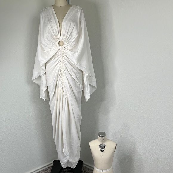 SIGNIFICANT OTHER Hamilton Ruched Cutout Cupro Midi Dress In White