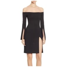ALEXIS Sterre Off Shoulder Long Sleeve Slit Mini Dress Black Whimsical Witchy M