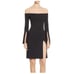 ALEXIS Sterre Off Shoulder Long Sleeve Slit Mini Dress Black Whimsical Witchy M