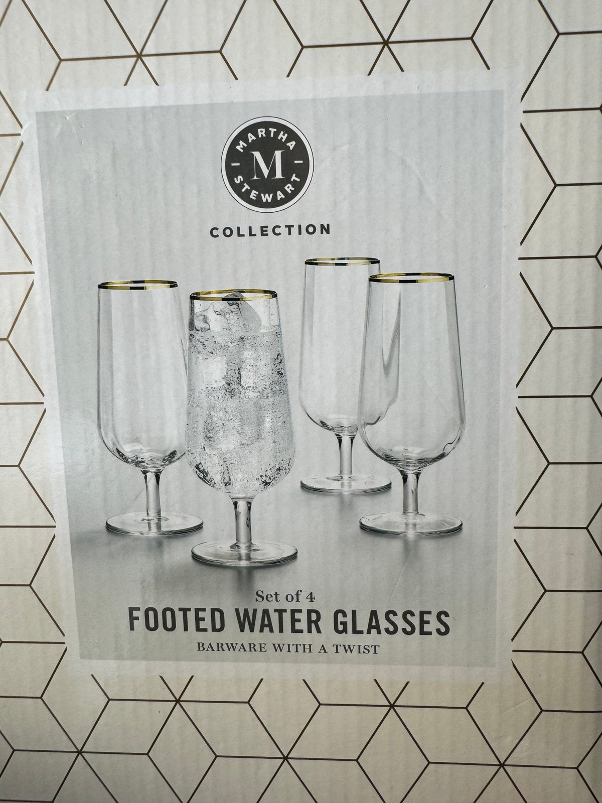Martha Stewart Glaesses Gold rim set of 4
