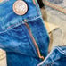 Vintage high rise wedgie bell bottom flare embroidered big stitching jeans