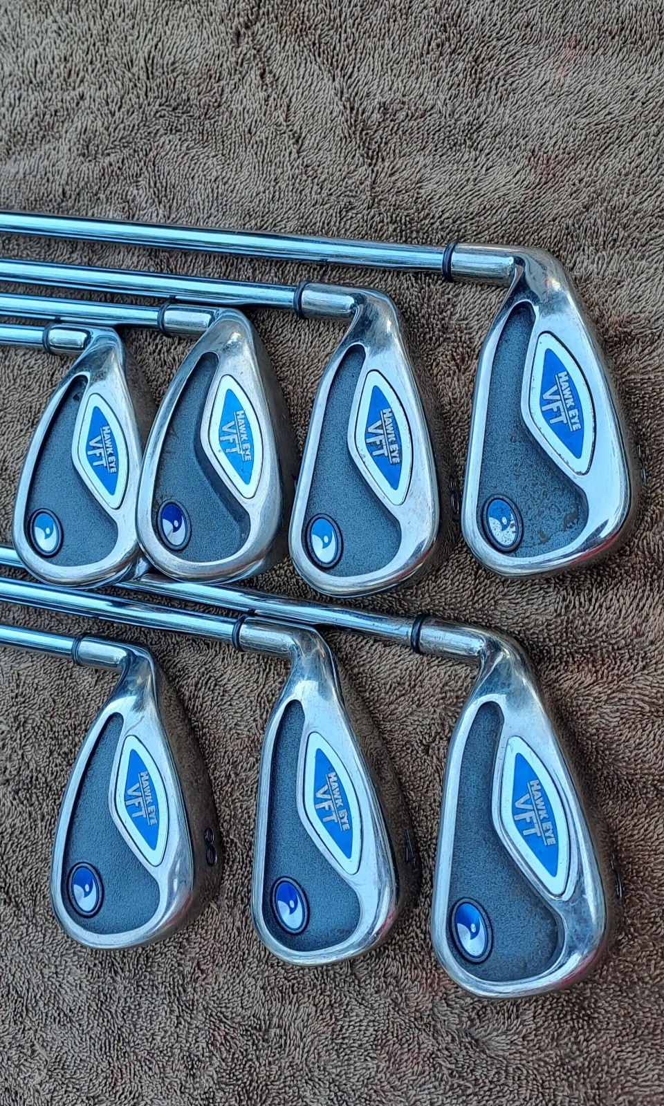 Golf irons LEFT H set CALLAWAY Hawk eye VFT 7 clubs lefty original grips,  very
