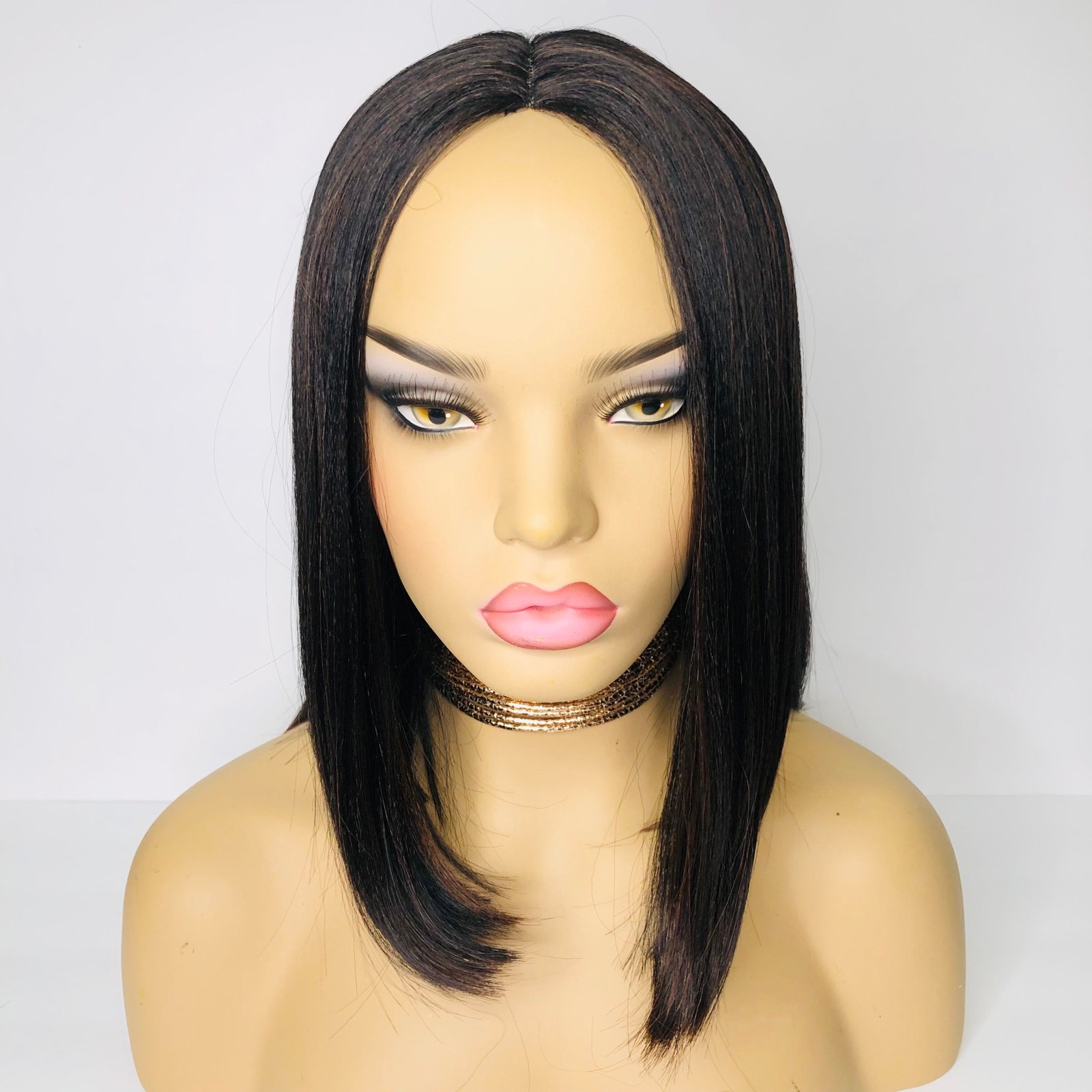 1B/30 Black & Brown Highlights 16 Inch Medium BOB Synthetic WIG