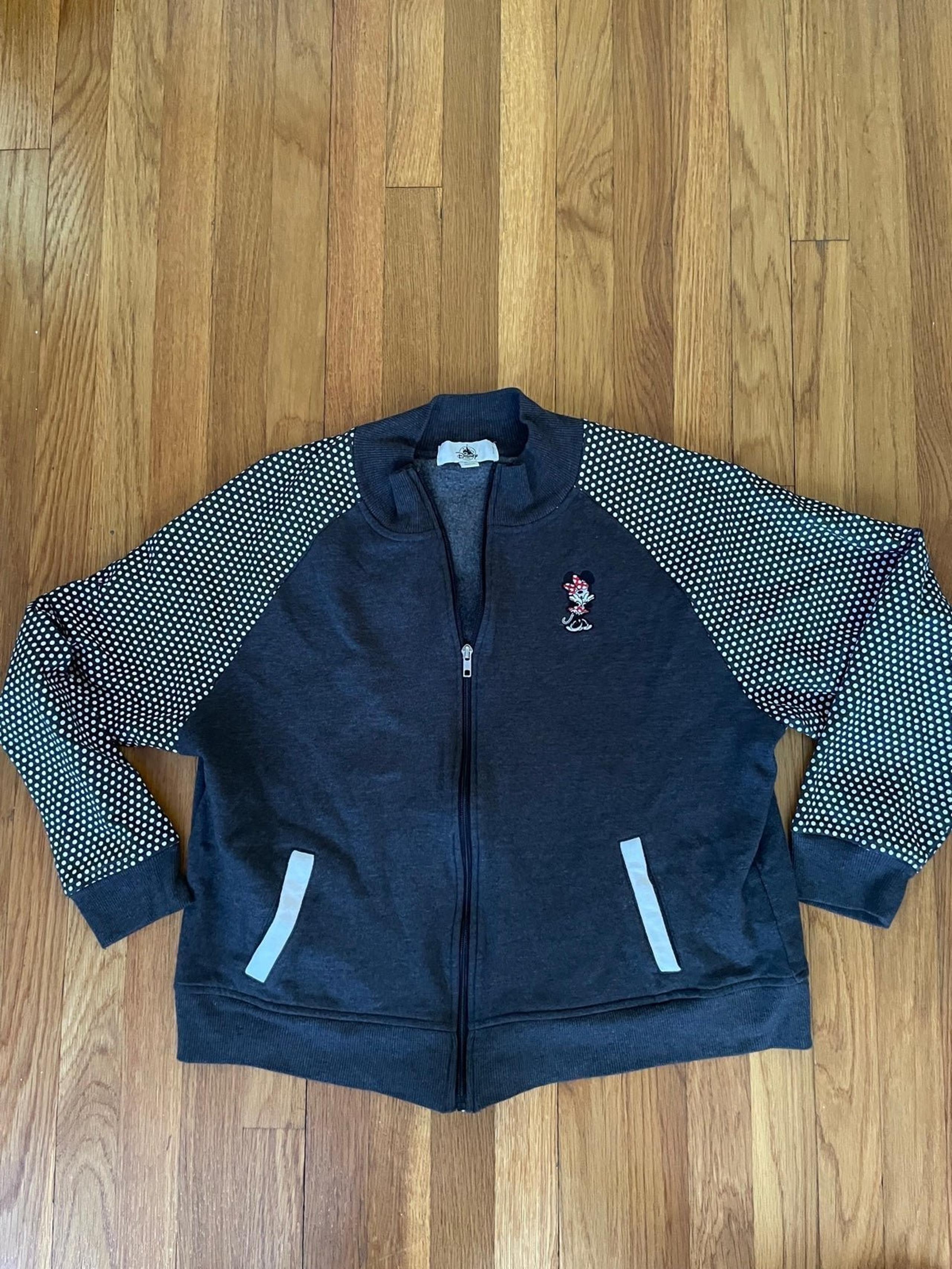 Disney Parks Minnie Mouse Black Fleece Jacket Women's Size XL Long Sleeve