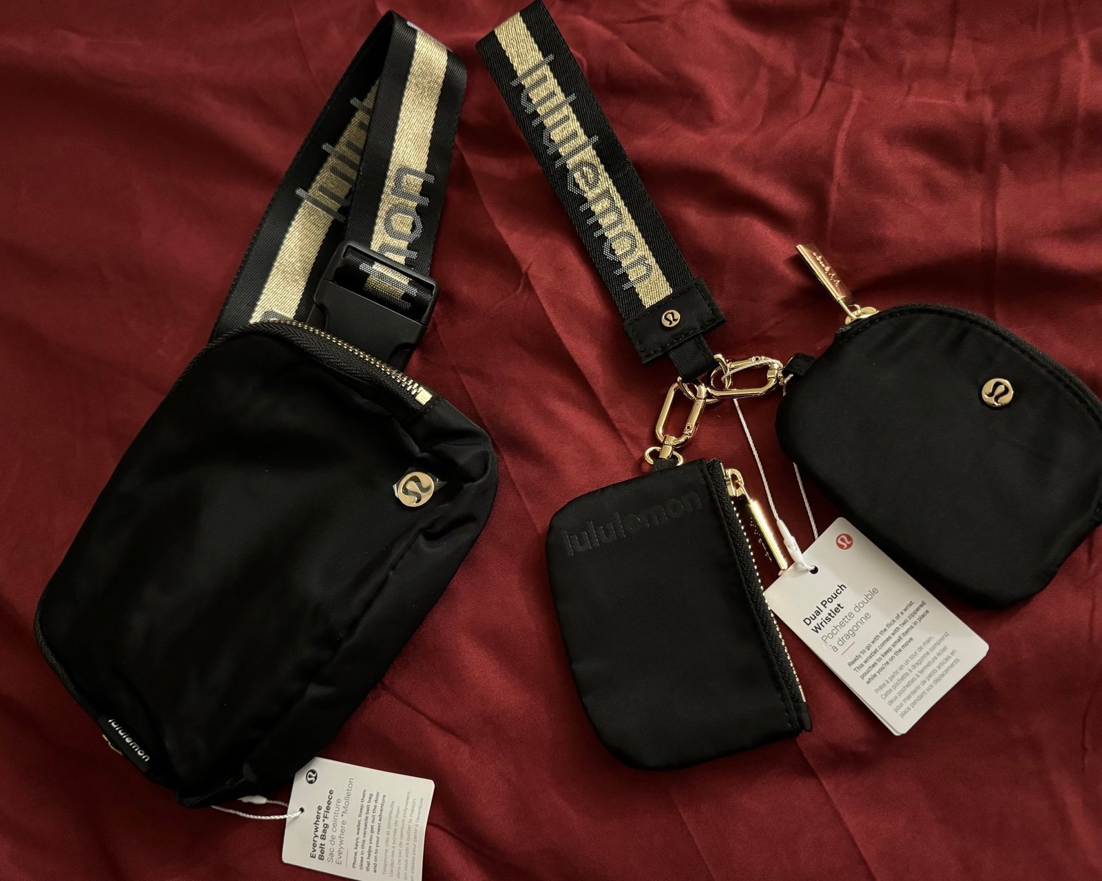 Lululemon belt bag and wallet, keychain of limited edition model