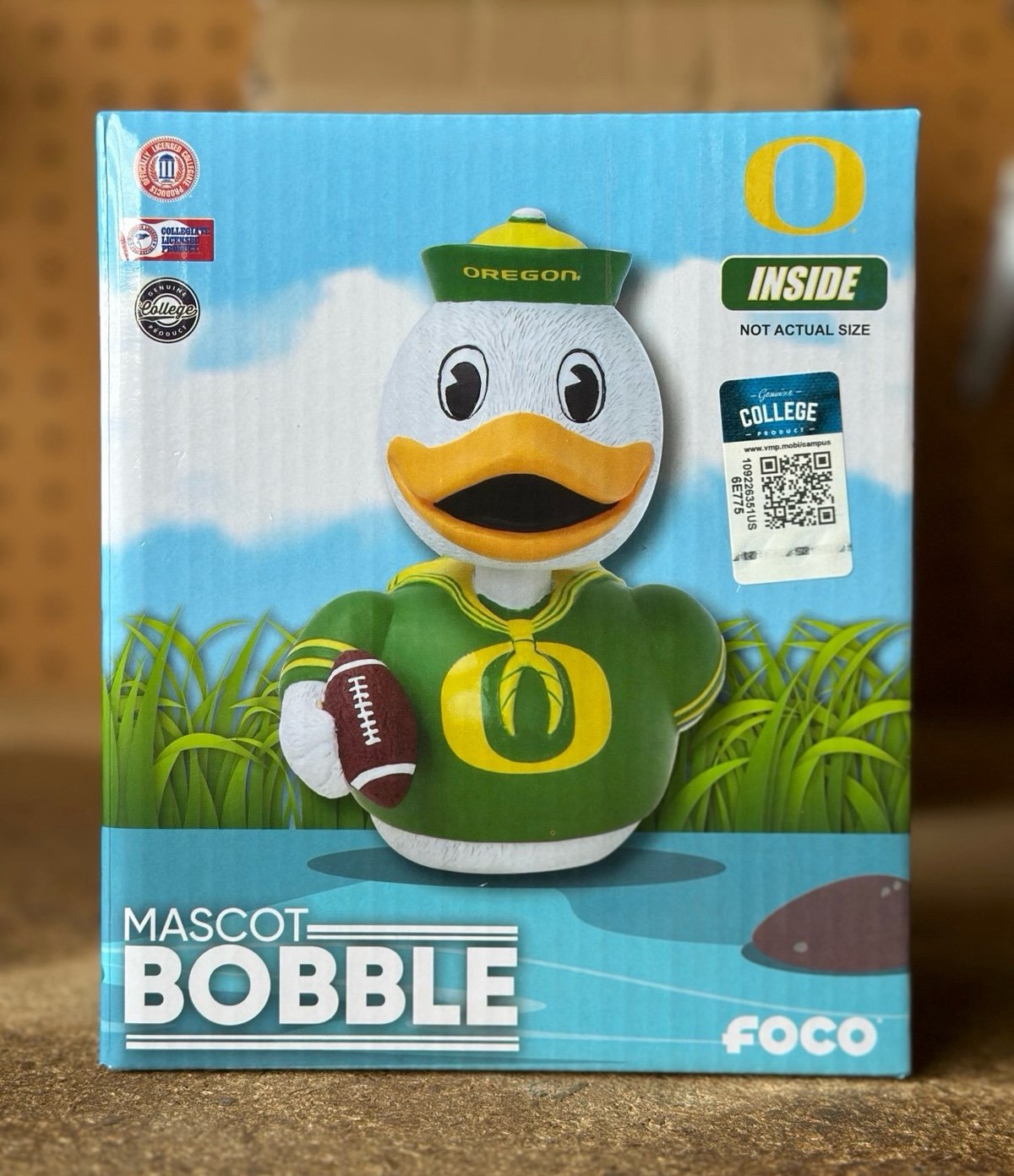 The Duck Oregon Ducks Bobble Duck Mascot Mini Bobblehead FOCO NEW ORIG BOX #144