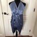 Cider Womens Blue Halter Wrap Dress Elegant Sleeveless Design With Tie Back