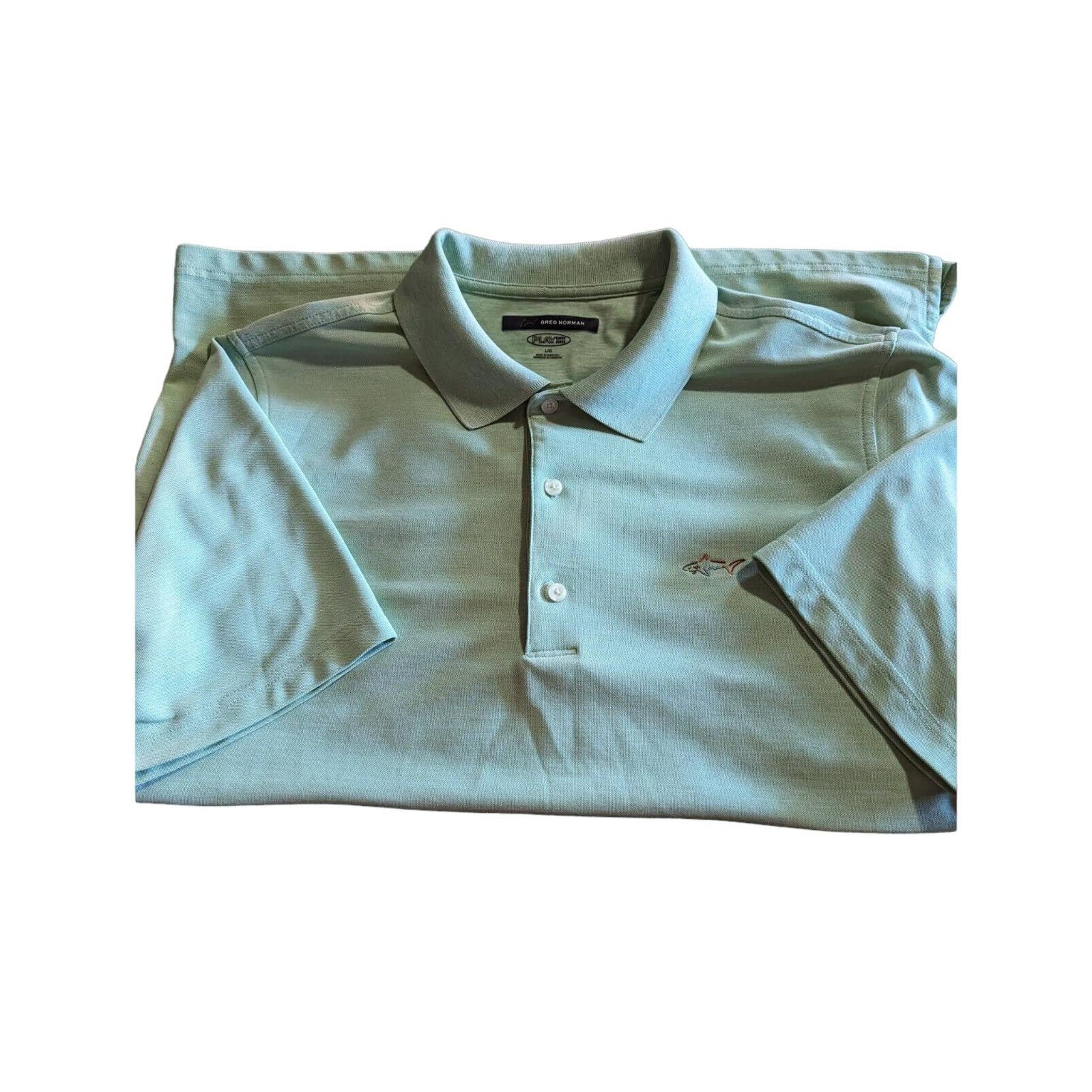 Light Green Greg Norman Play Dry Performance Polo 3 Button Golf Shirt Men’s L/G
