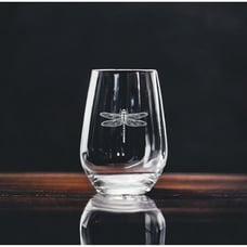Dragonfly Stemless Wine Glasses x4 Premium 15 Oz Personalize Animal Wild NEW