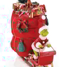 18” Dept 56 Possible Dreams MERRY GRINCHMAS Grinch Santa Max Sleigh Clothtique
