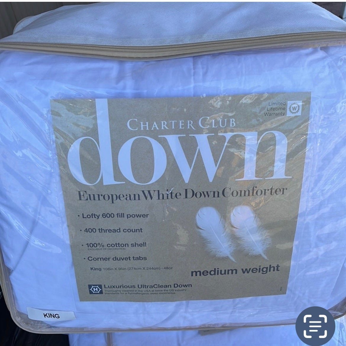 Charter Club European down king