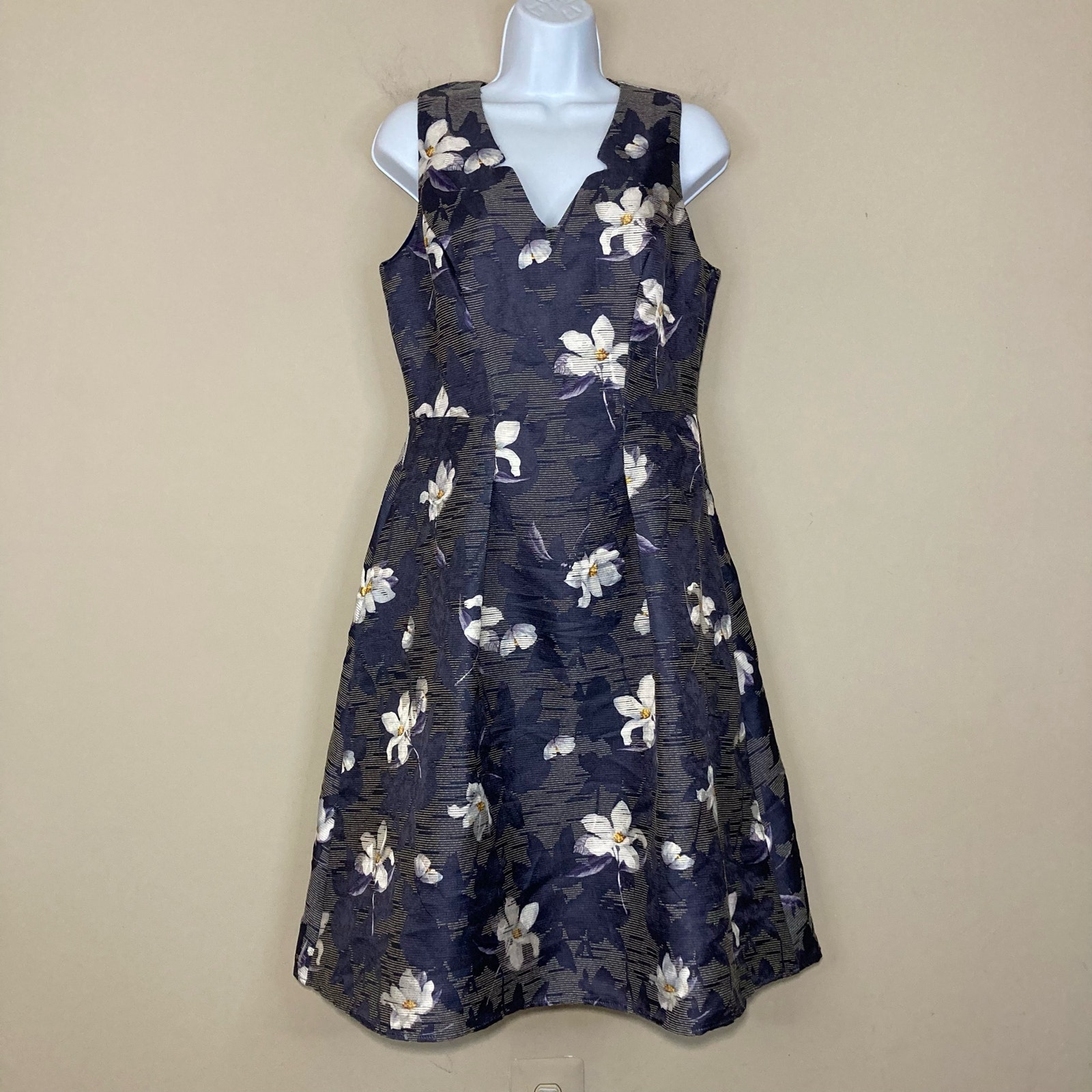 Anthropologie Eva Franco Rovie Dress Sleeveless Floral Jacquard V-Neck Sz 6 NWT