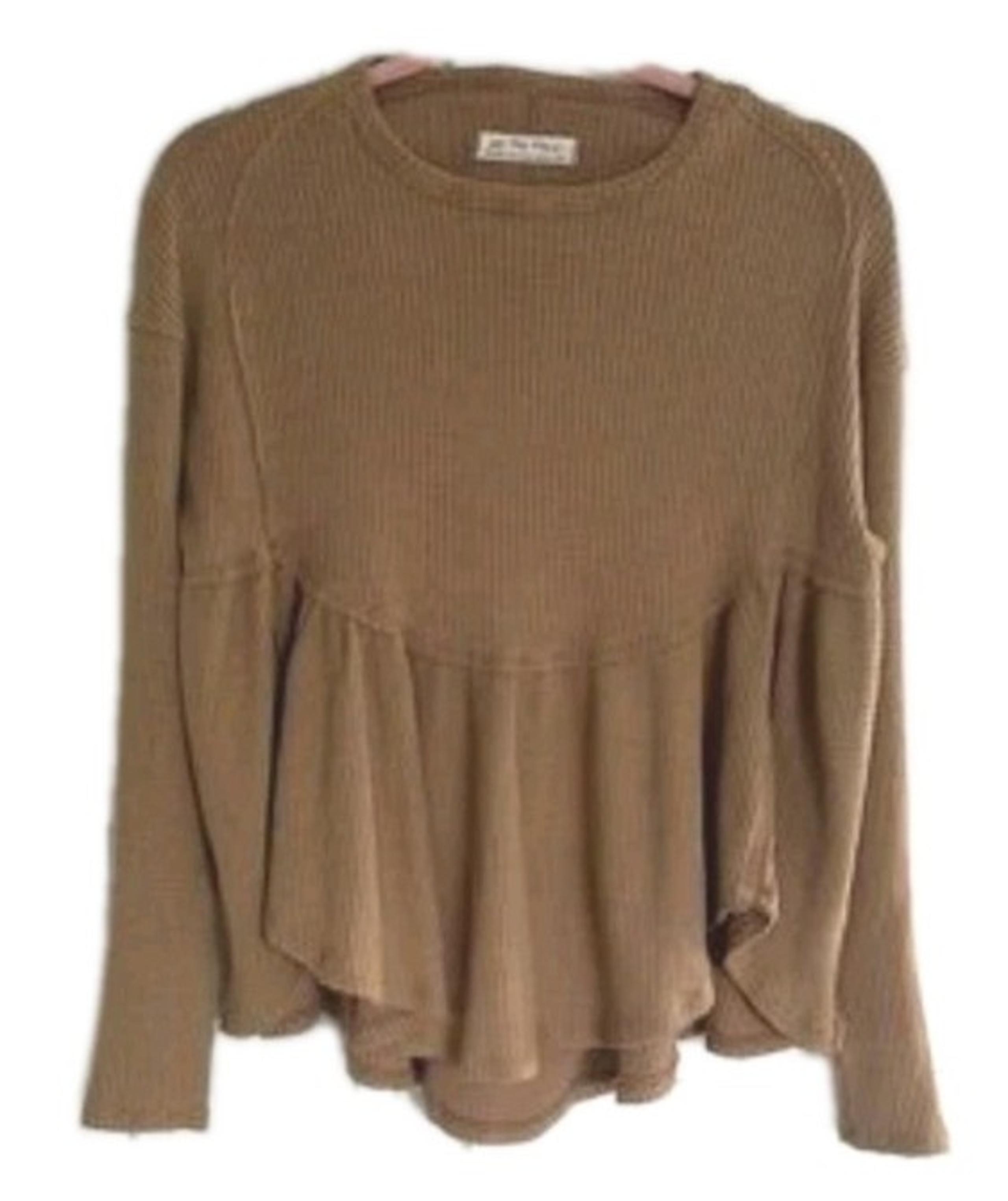 NWOT WE THE FREE Beige therma Babydoll Oversized Top Size S