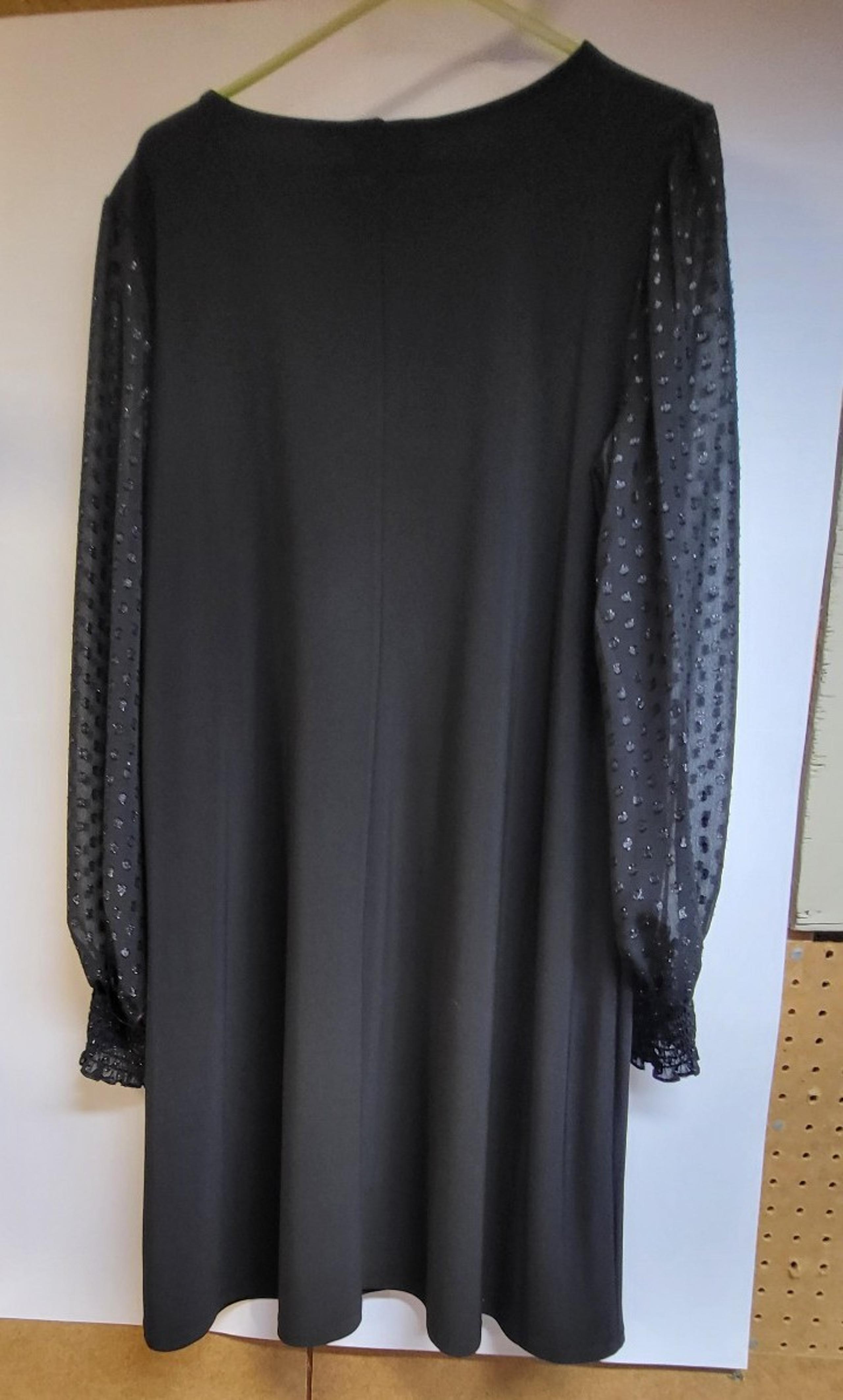 MSK Black long sleeve transparent round neck dress XL NWT knee length attractive