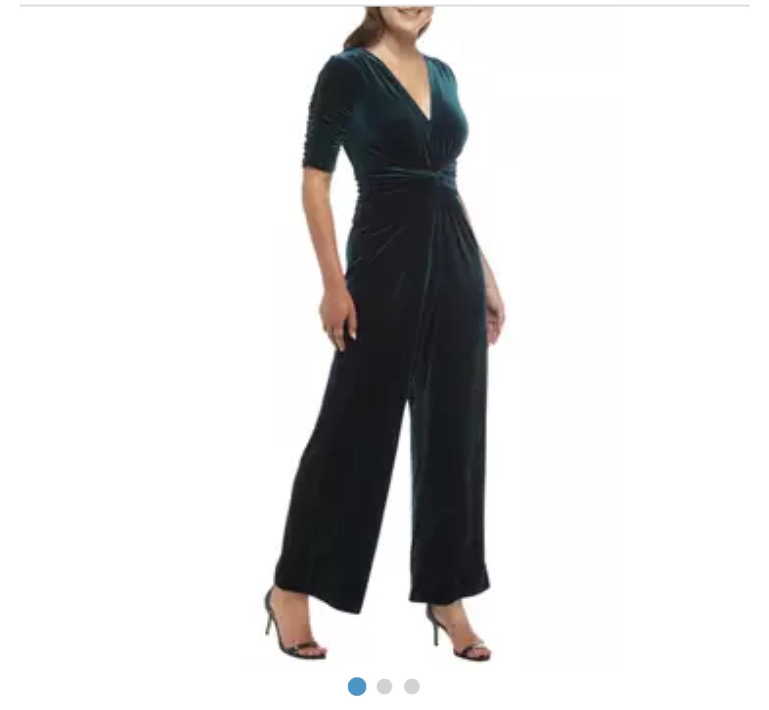 Vince Camuto Velvet Twist Front Jumpsuit Womens Size 14 New With Tag Green Chic.
