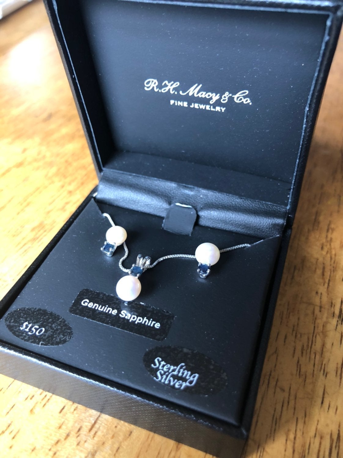 Sapphire & Pearl Necklace and Earrings