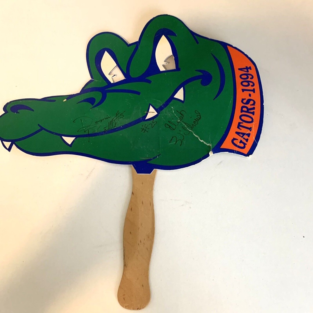 VTG 1994 Signed Florida University Gators Stick Fans Advertising Signs Swamp Fan