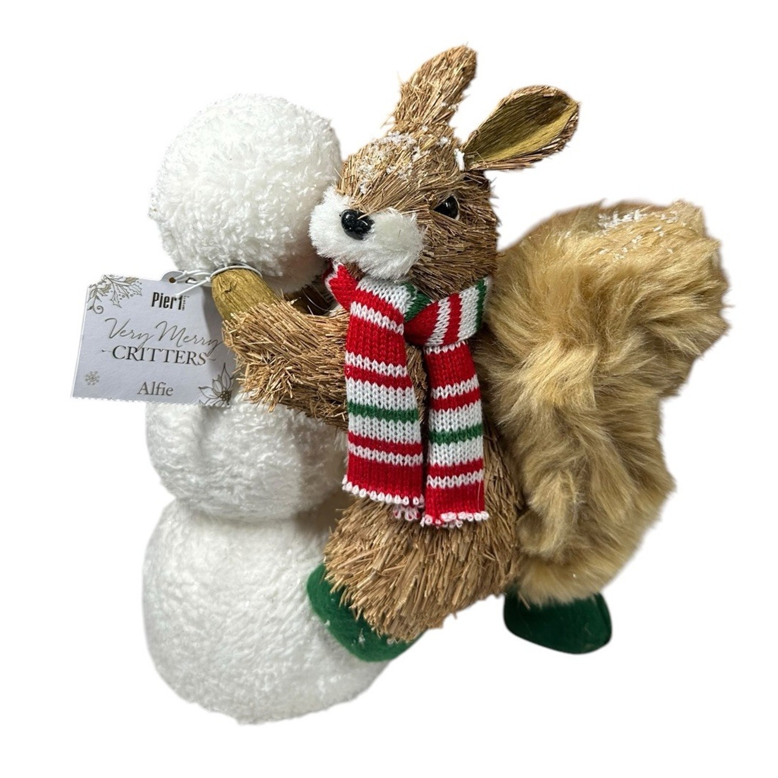 Pier 1 Very Merry Critters Alfie Bristle Brush Squirrel Build Snowman Christmas