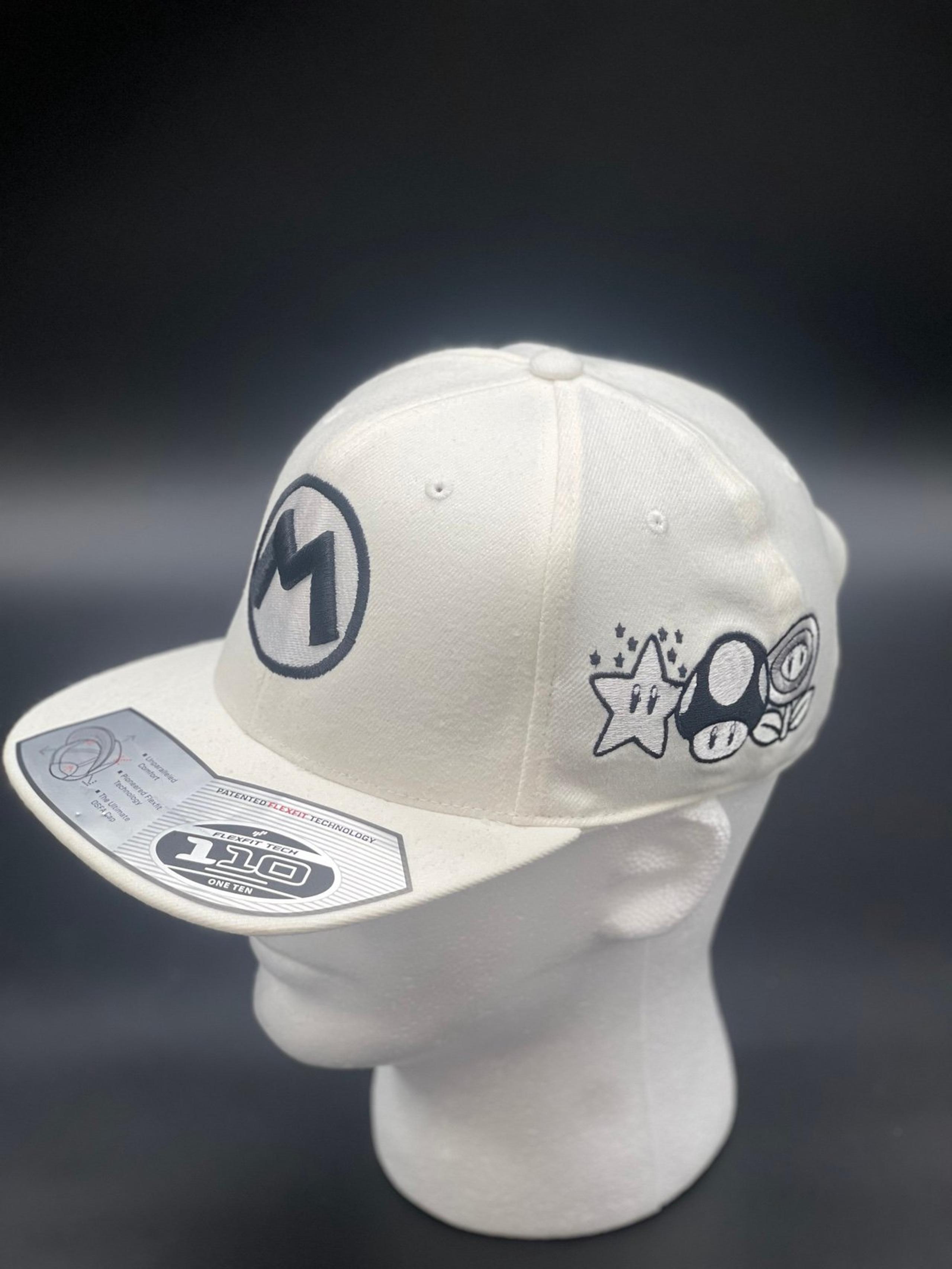 Mario Bros Hat White Grayscale