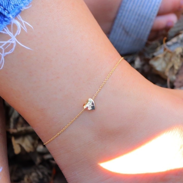 PERSONALIZED ❤️HEART CHARM CUSTOM DAINTY GOLD INITIAL ANKLET GIRL TEEN,ELDM22225