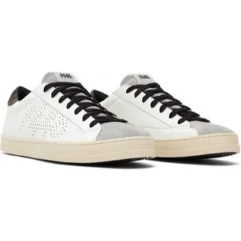 P448 John Low Top Sneakers in White Leather Silver