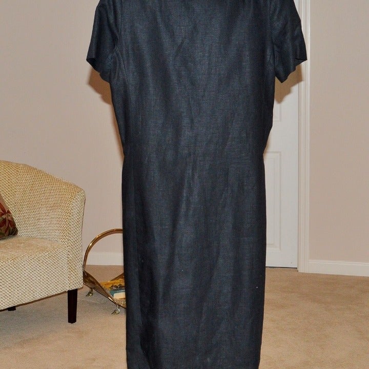 Ralph Lauren Black Linen Shift Dress, 8