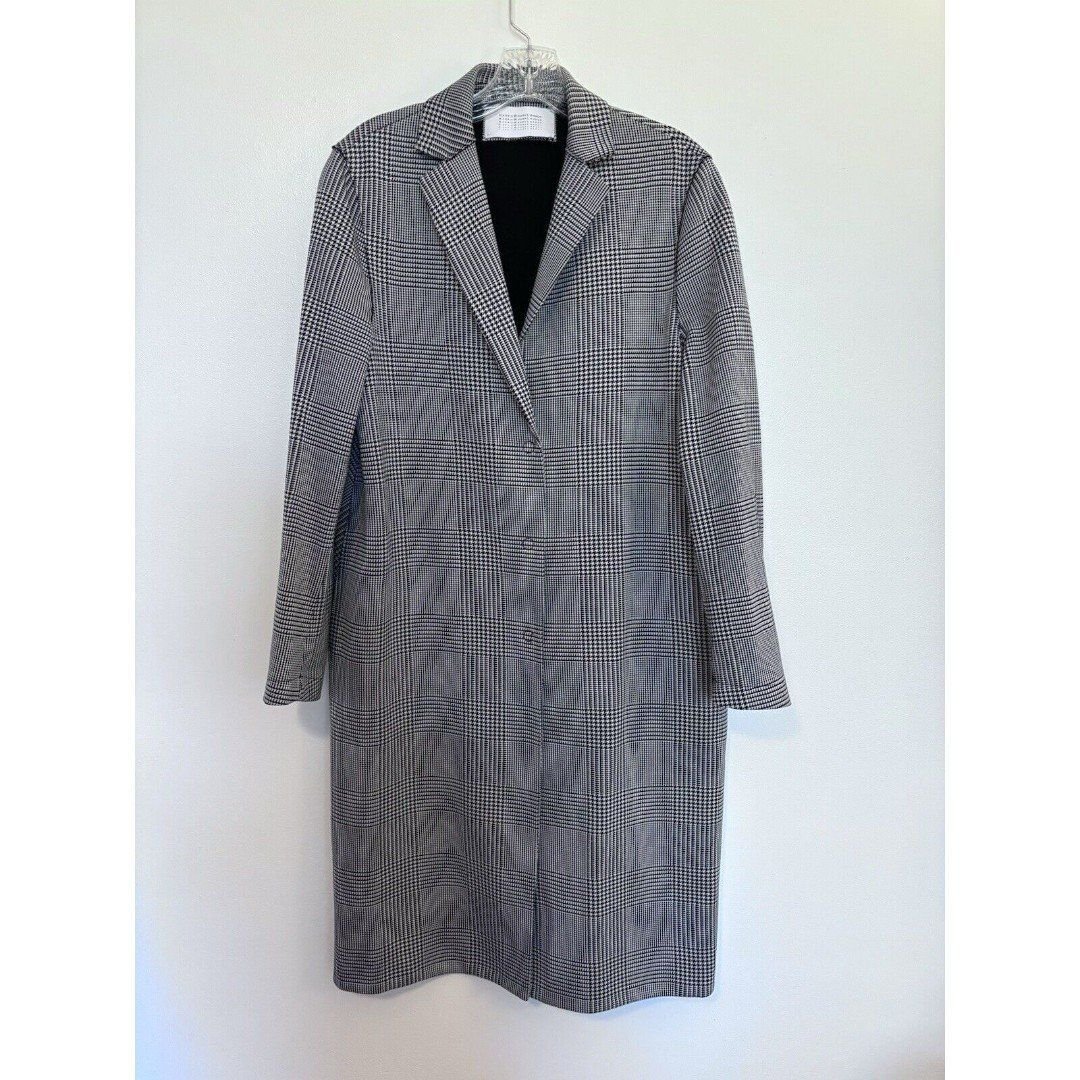 Harris Wharf London Minimalist Houndstooth Coat Cotton 42 Medium Made In Italy