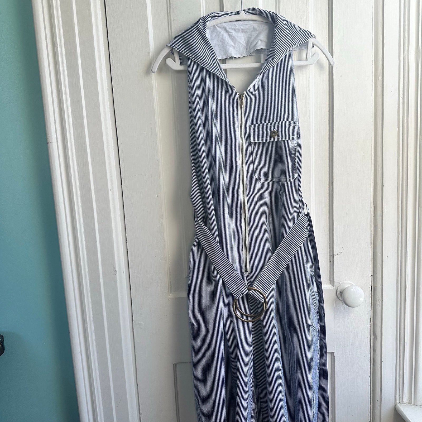 Open-back Striped Cotton Jumpsuit